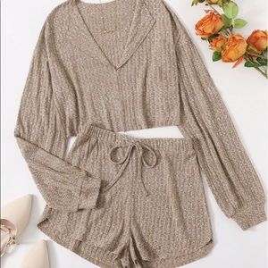 SHEIN Rib-knot top & knot waist set